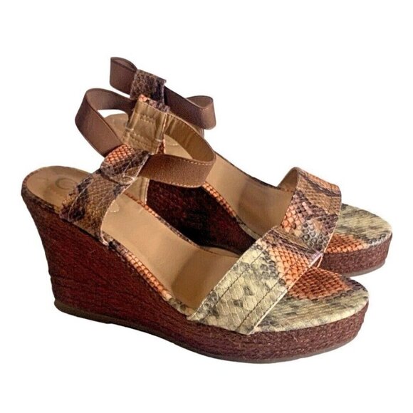 Comfort Est 1946 Womens Animal Print Platform Wedge Sandals Size 9M 4" Heel - Picture 1 of 16